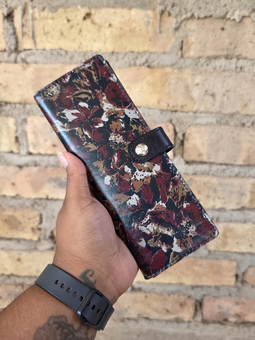 Patricia Nash Vintage Floral Print Leather Long Wallet Checkbook Cover Organizer